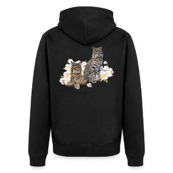 Lynx - Unisex Premium Organic Zip Hoodie - black - Back - Nico (187cm)
