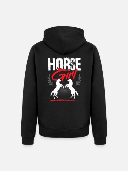 Pferde Mädchen - Unisex Premium Bio Zip Hoodie - Schwarz