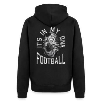 It's In My DNA Football - Unisex Premium Bio Zip Hoodie - Schwarz - Hinten - Nico (187cm)