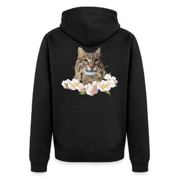 Lynx - Unisex Premium Organic Zip Hoodie - black - Back - Nico (187cm)