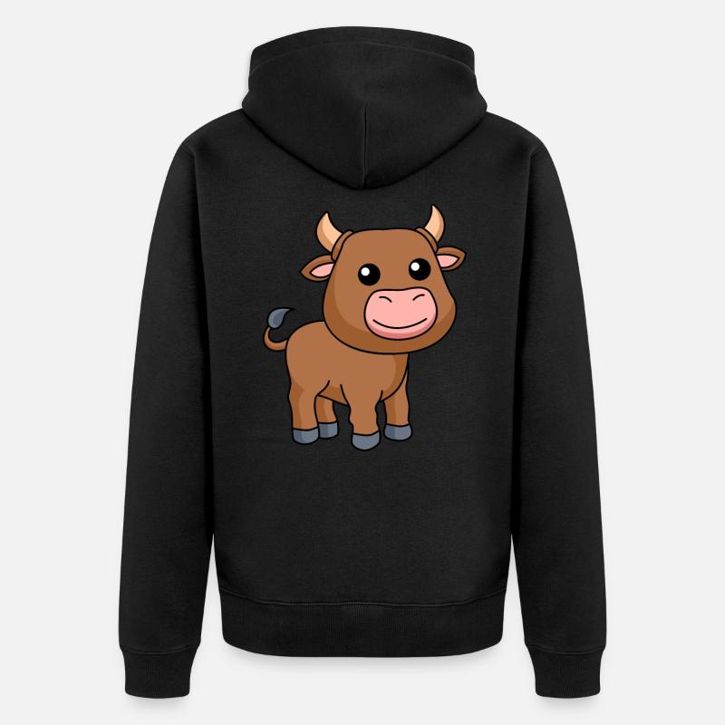 Taureau Comic Animal - Veste à capuche bio Premium Unisexe - noir