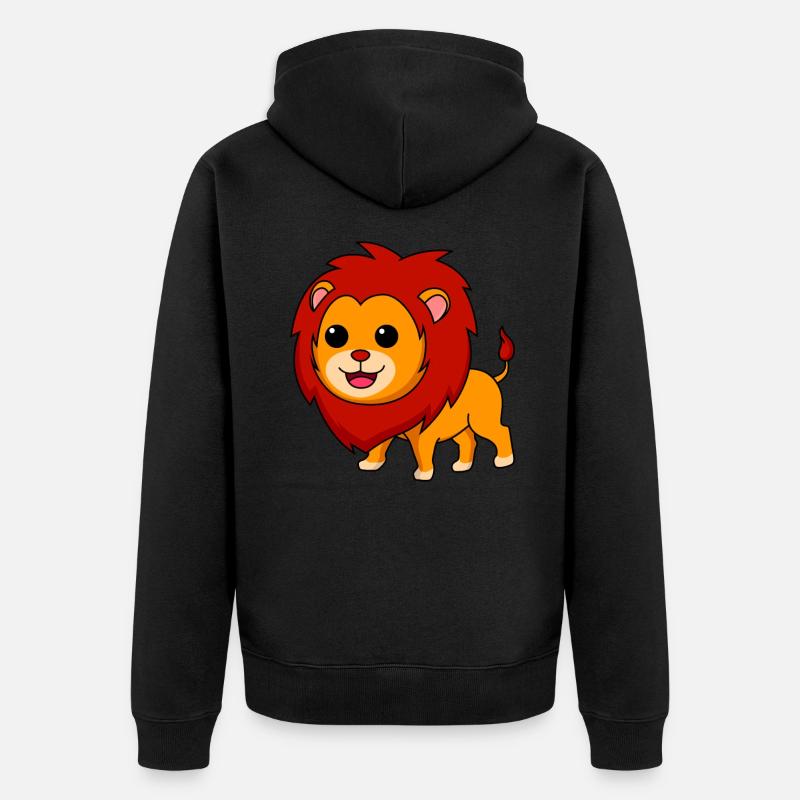 Löwe Comic Tier - Unisex Premium Bio Zip Hoodie - Schwarz