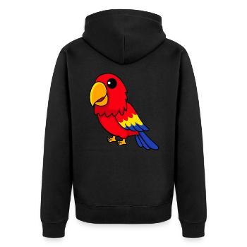 Papagai Comic Tier - Unisex Premium Bio Zip Hoodie - Schwarz - Hinten - Nico (187cm)
