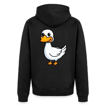 Gans Comic Tier - Unisex Premium Bio Zip Hoodie - Schwarz - Hinten - Nico (187cm)