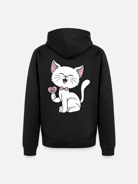 Katze Herz Miau Katzen Liebe Paare Valentinstag - Unisex Premium Bio Zip Hoodie - Schwarz