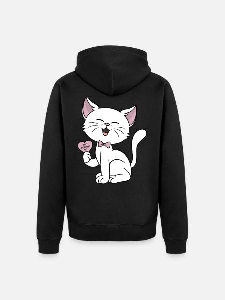 Katze Liebe Herz Paare Katzen Spruch Valentinstag - Unisex Premium Bio Zip Hoodie - Schwarz