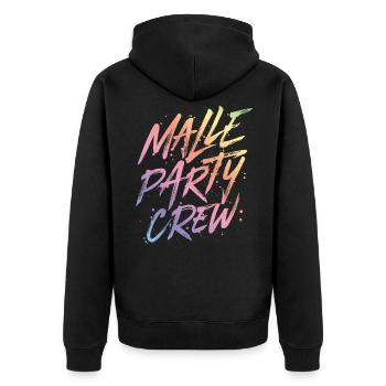 malle party crew colorful - Unisex Premium Organic Zip Hoodie - black - Back - Nico (187cm)