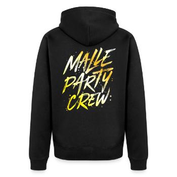 malle party crew gold - Unisex Premium Organic Zip Hoodie - black - Back - Nico (187cm)