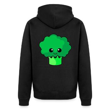 Broccoli Comic - Unisex Premium Organic Zip Hoodie - black - Back - Nico (187cm)