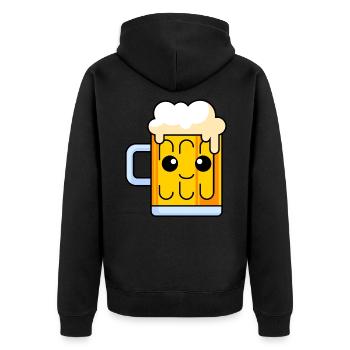 Bier Comic - Unisex Premium Bio Zip Hoodie - Schwarz - Hinten - Nico (187cm)