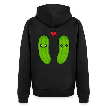 Gurke Paar Liebe Comic - Unisex Premium Bio Zip Hoodie - Schwarz - Hinten - Nico (187cm)