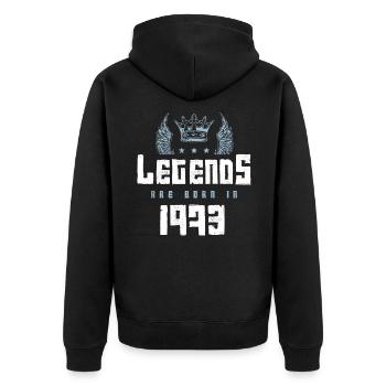1973 legends born in - Unisex Premium Bio Zip Hoodie - Schwarz - Hinten - Nico (187cm)