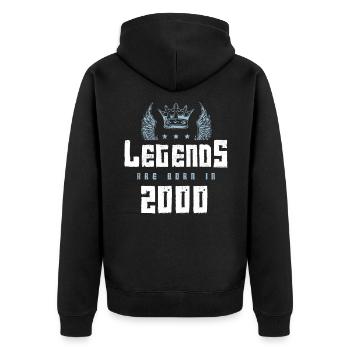 2000 legends born in - Unisex Premium Bio Zip Hoodie - Schwarz - Hinten - Nico (187cm)