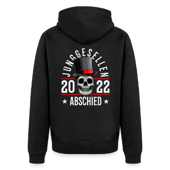 junggesellen abschied totenkopf 2022 - Unisex Premium Bio Zip Hoodie - Schwarz - Hinten - Nico (187cm)