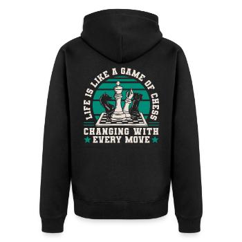 Chess Player Life Is Like A Game - Unisex Premium Bio Zip Hoodie - Schwarz - Hinten - Nico (187cm)