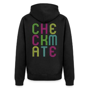 Chess Player CheCkmAte Club Team - Unisex Premium Bio Zip Hoodie - Schwarz - Hinten - Nico (187cm)