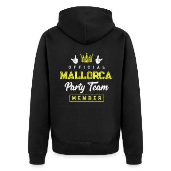 Mallorca Party Crew - Unisex Premium Bio Zip Hoodie - Schwarz - Hinten - Nico (187cm)