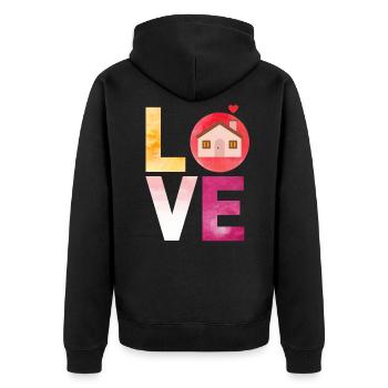 LOVE Home Maison Accueil - Veste à capuche bio Premium Unisexe - noir - Dos - Nico (187cm)