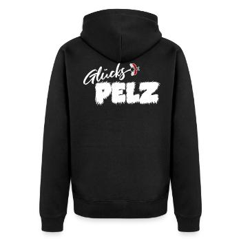 Glückspelz für Glückspilze - Unisex Premium Bio Zip Hoodie - Schwarz - Hinten - Nico (187cm)
