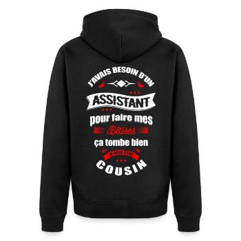 JE VAIS ÊTRE COUSIN - FUTUR COUSIN - Veste à capuche bio Premium Unisexe - noir - Dos - Nico (187cm)
