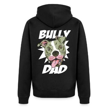 BULLY DAD Pitbull Owner American-Pitbull - Unisex Premium Organic Zip Hoodie - black - Back - Nico (187cm)