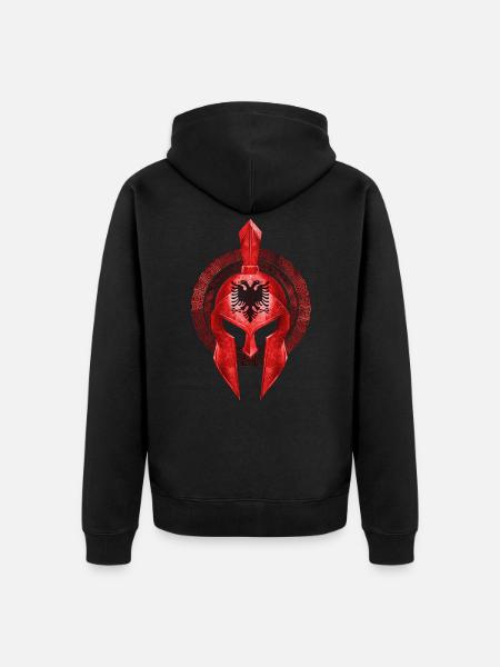 Casque Spartan Albanie Drapeau - Veste à capuche bio Premium Unisexe - noir