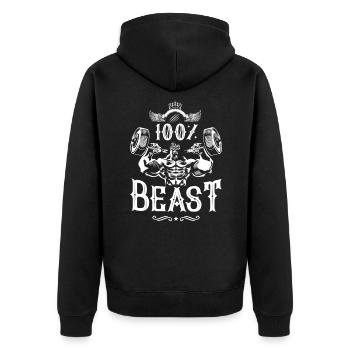 Gorilla Fitness Beast - Unisex Premium Bio Zip Hoodie - Schwarz - Hinten - Nico (187cm)
