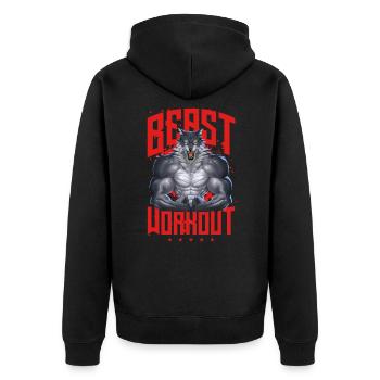 Wolf Beast Workout Fitness - Veste à capuche bio Premium Unisexe - noir - Dos - Nico (187cm)