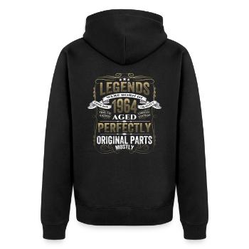 Légende 1964 Cadeau d’anniversaire Mesdames et Messieurs - Veste à capuche bio Premium Unisexe - noir - Dos - Nico (187cm)
