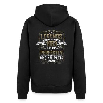 Légende 1963 Cadeau d’anniversaire Mesdames et Messieurs - Veste à capuche bio Premium Unisexe - noir - Dos - Nico (187cm)