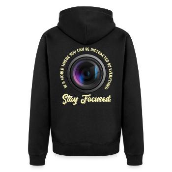 Photographie Prise de vue Appareil photo Objectif - Veste à capuche bio Premium Unisexe - noir - Dos - Nico (187cm)