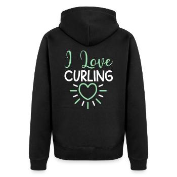 I love curling - Unisex Premium Organic Zip Hoodie - black - Back - Nico (187cm)