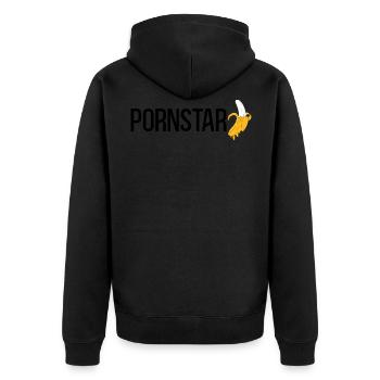 Pornstar Porno Star Banane - Unisex Premium Bio Zip Hoodie - Schwarz - Hinten - Nico (187cm)