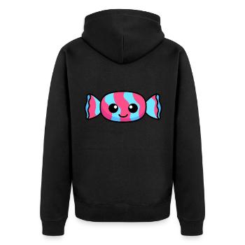 Bonbons Comic - Unisex Premium Bio Zip Hoodie - Schwarz - Hinten - Nico (187cm)