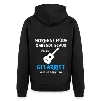 Gitarre Spruch Band Musikinstrument E-Gitarre - Unisex Premium Bio Zip Hoodie - Schwarz - Hinten - Nico (187cm)