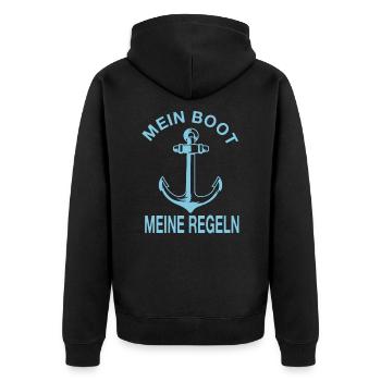 Segeln Segler Seefahrer Bootsfahrer Bootsspruch - Unisex Premium Bio Zip Hoodie - Schwarz - Hinten - Nico (187cm)