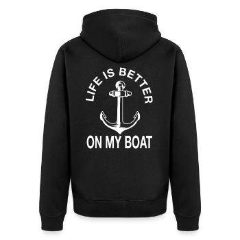 Boat Sailing Sailor Captain Skipper Gifts Idea - Unisex Premium Organic Zip Hoodie - black - Back - Nico (187cm)