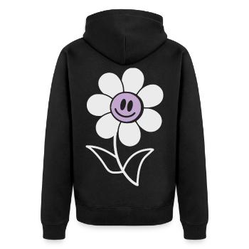 Fleur souriante - Veste à capuche bio Premium Unisexe - noir - Dos - Nico (187cm)