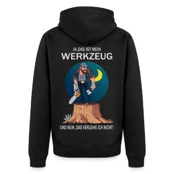 Lumberjack and his tools - Unisex Premium Organic Zip Hoodie - black - Back - Nico (187cm)