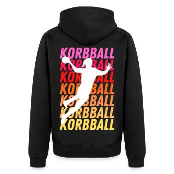 Korbball farbig - Unisex Premium Bio Zip Hoodie - Schwarz - Hinten - Nico (187cm)