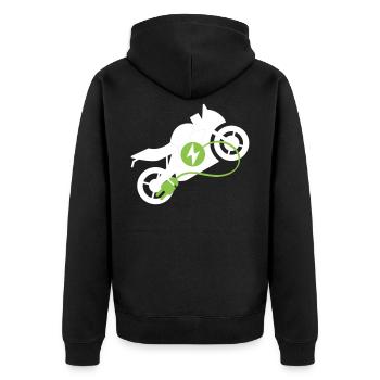  Elektrisches Motorrad Design - Unisex Premium Bio Zip Hoodie - Schwarz - Hinten - Nico (187cm)