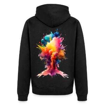 Color needs no words - Farbe braucht keine Worte - Unisex Premium Bio Zip Hoodie - Schwarz - Hinten - Nico (187cm)