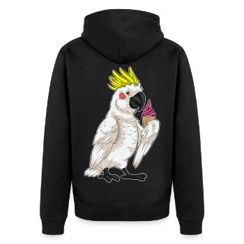 Papagei Waffeleis - Unisex Premium Bio Zip Hoodie - Schwarz - Hinten - Nico (187cm)