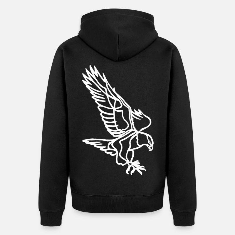 Croquis de l'aigle blanc - Veste à capuche bio Premium Unisexe - noir