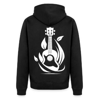 Ukulele Grafik - Unisex Premium Bio Zip Hoodie - Schwarz - Hinten - Nico (187cm)