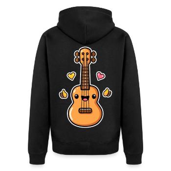 Ukulele Cartoon-Stil - Unisex Premium Bio Zip Hoodie - Schwarz - Hinten - Nico (187cm)