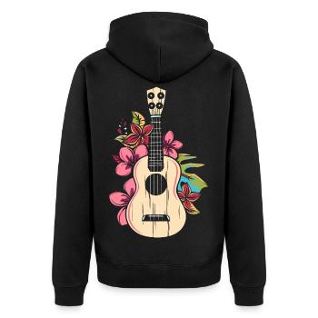 Ukulele Cartoon - Unisex Premium Bio Zip Hoodie - Schwarz - Hinten - Nico (187cm)