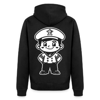 Kleiner Segelkapitän Cartoon - Unisex Premium Bio Zip Hoodie - Schwarz - Hinten - Nico (187cm)