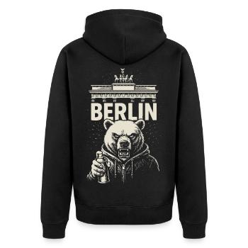 Berlin Rebel - Unisex Premium Organic Zip Hoodie - black - Back - Nico (187cm)