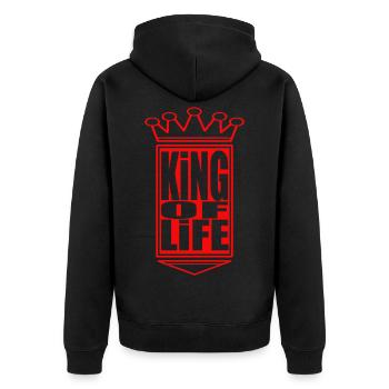 Königlicher König des Lebens Emblem - Unisex Premium Bio Zip Hoodie - Schwarz - Hinten - Nico (187cm)